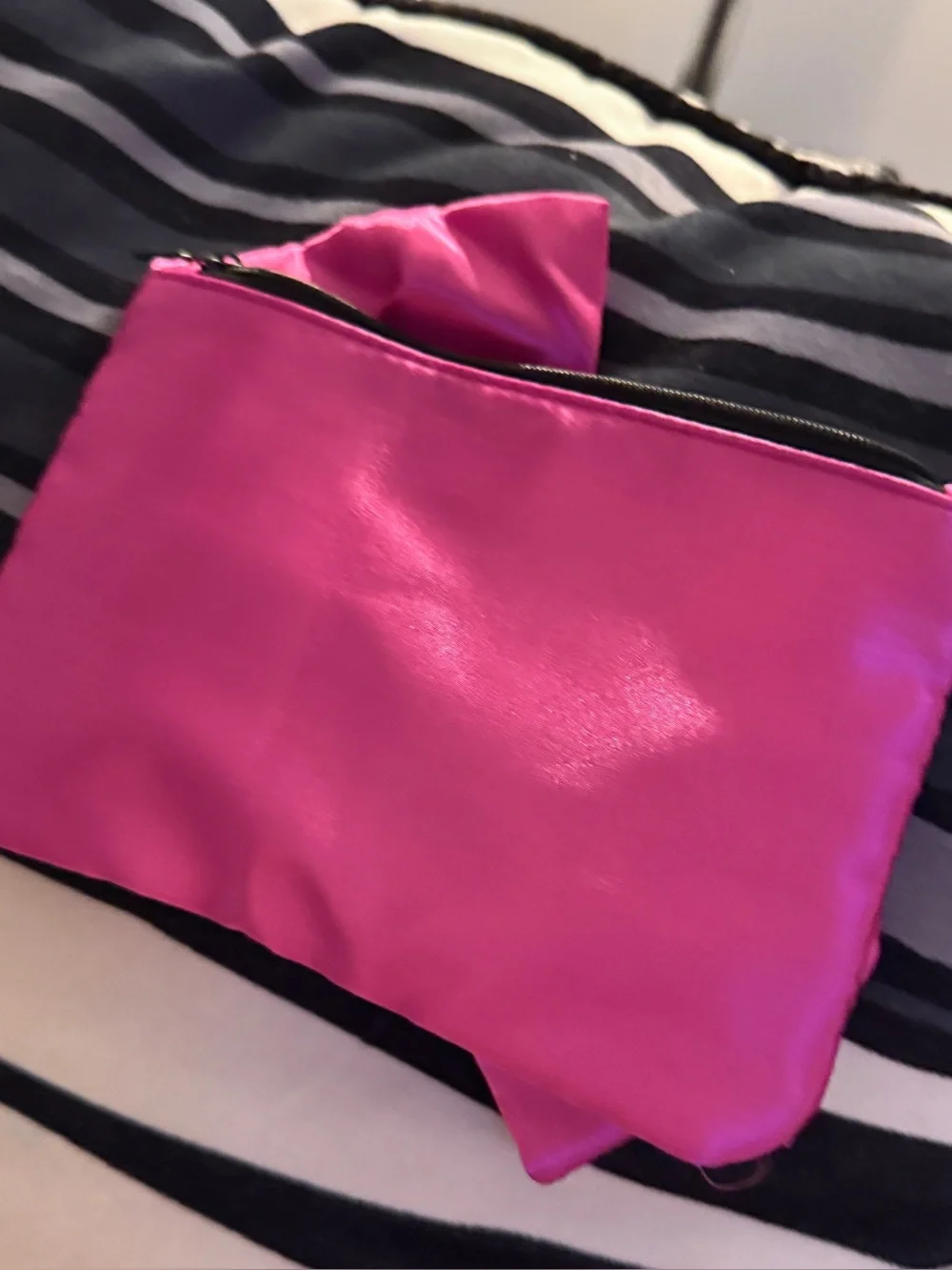 Ipsy Hot Pink Satin Cosmetic Glam Bag